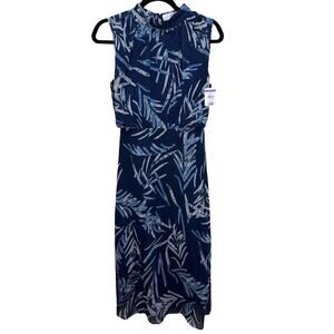 Lost + Wander Abby Print Sleeveless Midi Dress - Navy Blue Size S